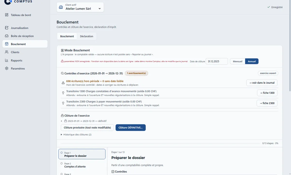 Comptus: controlli di chiusura