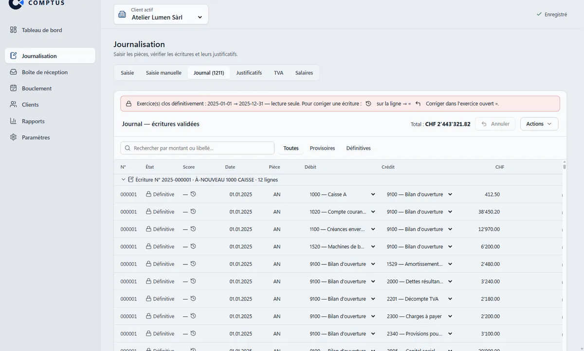 Comptus: giornale delle registrazioni numerate