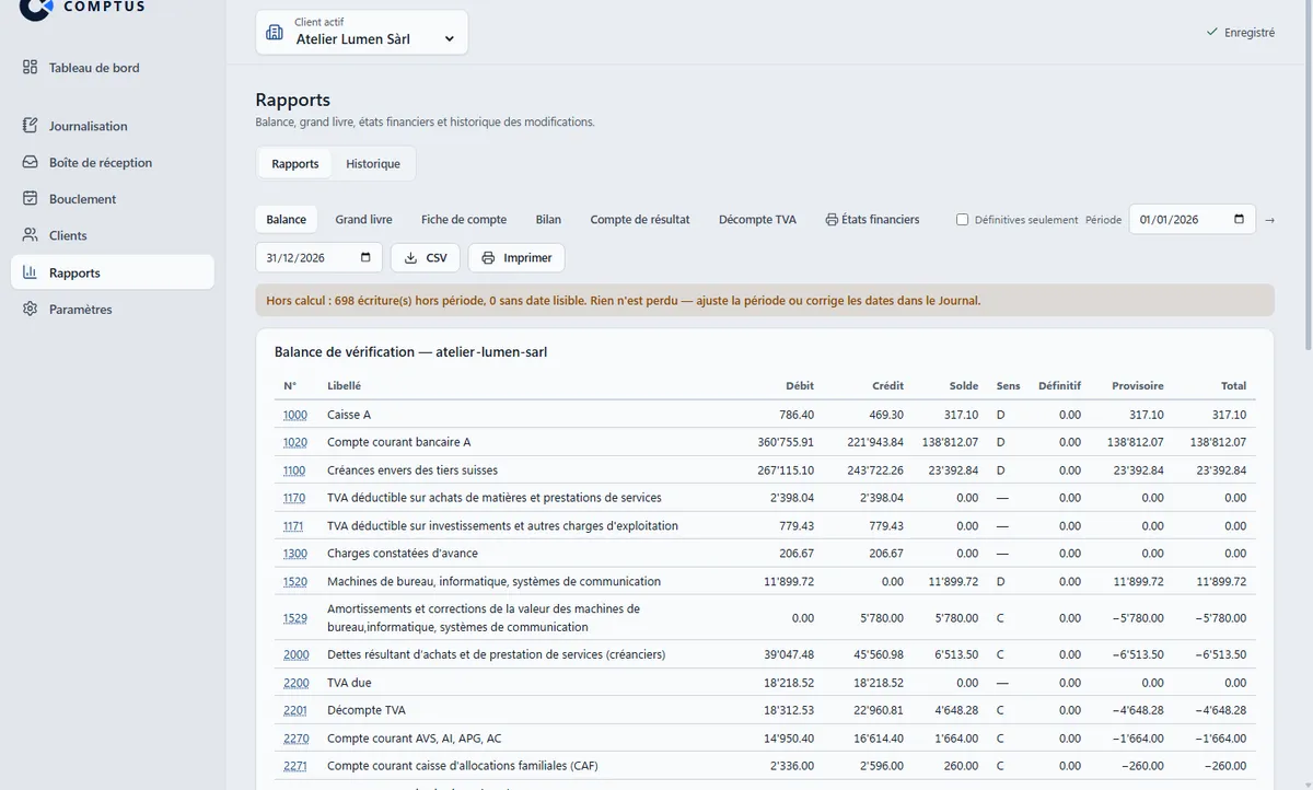 Comptus: bilancio di verifica